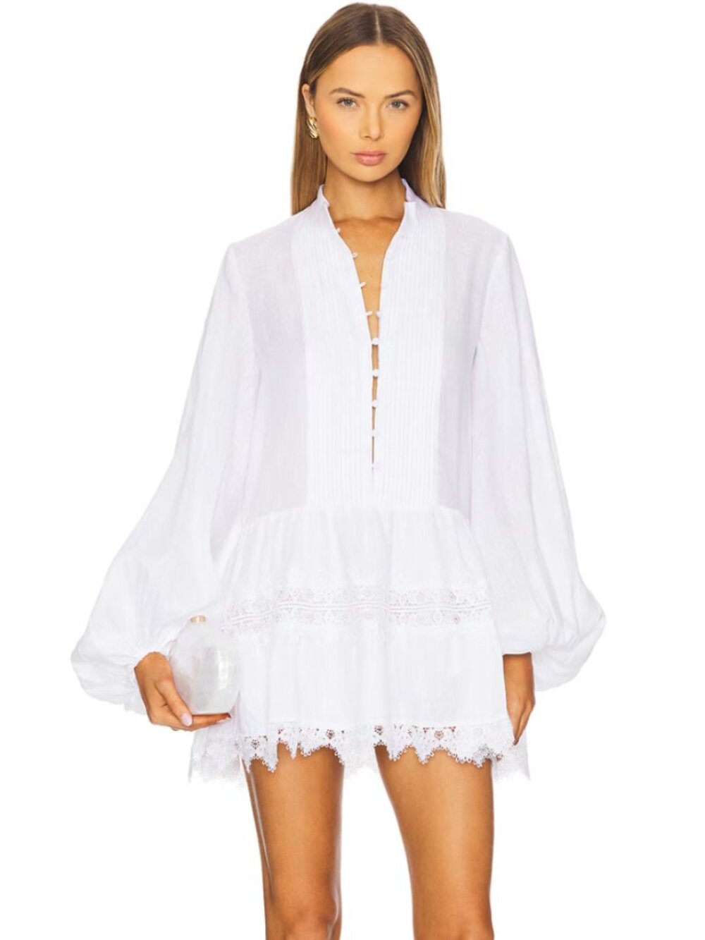 Antonia Lace Trim Mini Dress Bardot